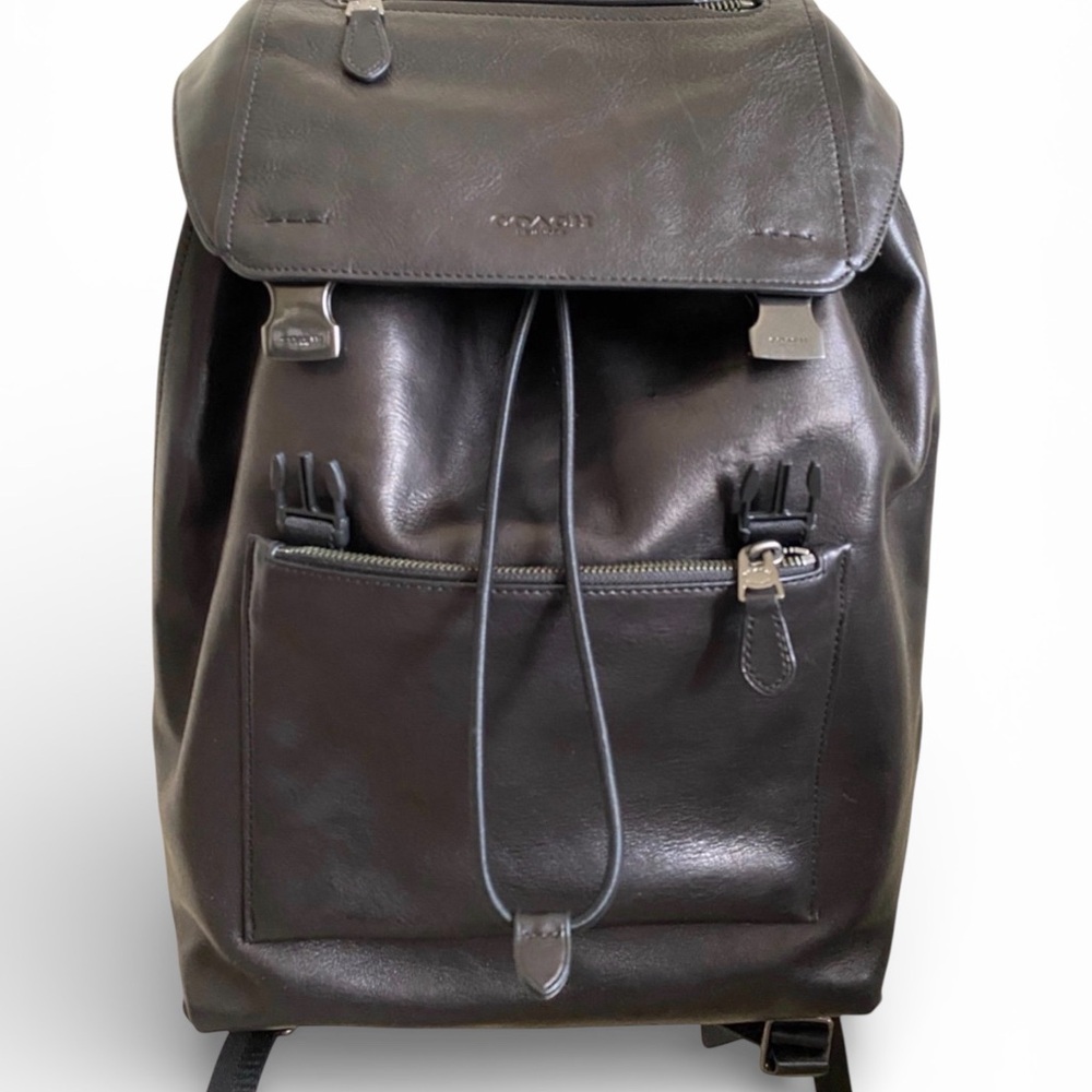 Coach Manhattan Black Leather Men's Backpack